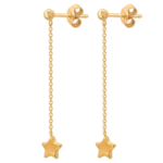 Kolczyki złote wiszące z gwiazdką