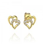 Kolczyki złote połączone serduszka