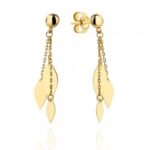Kolczyki złote listki wiszące