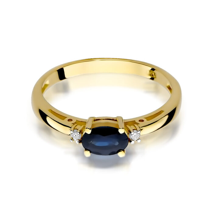 Pieścionek złoty z szafirami i diamentami BD-W06 - obrazek 2