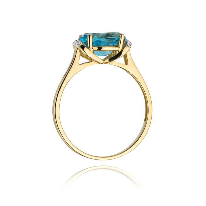 Pierścionek złoto z topazem i diamentami BD-W148 - obrazek 3