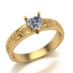 Pierścionek złoty z diamentem laboratoryjnym serce