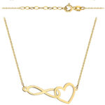 Naszyjnik złoty celebrytka nieskończoność i serduszko