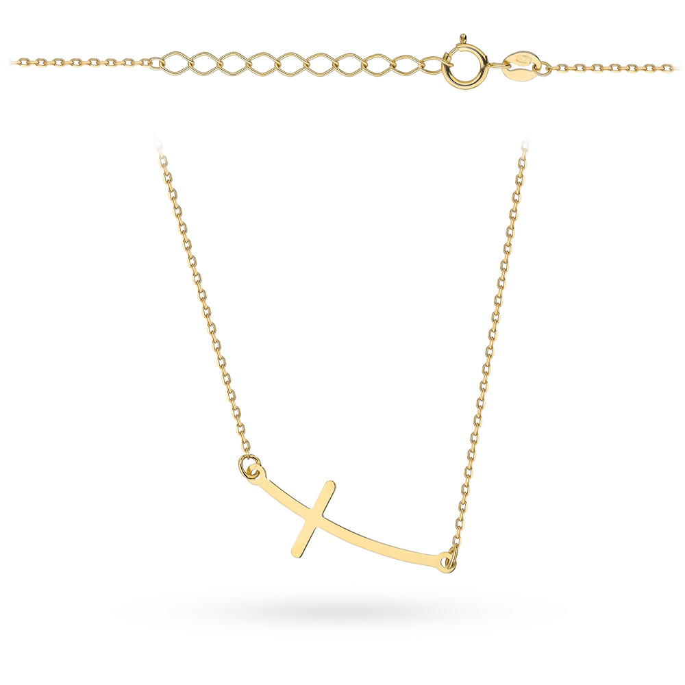 3-N00541-585 Naszyjnik złoty z zaokrąglonym krzyżykiem - obrazek 1