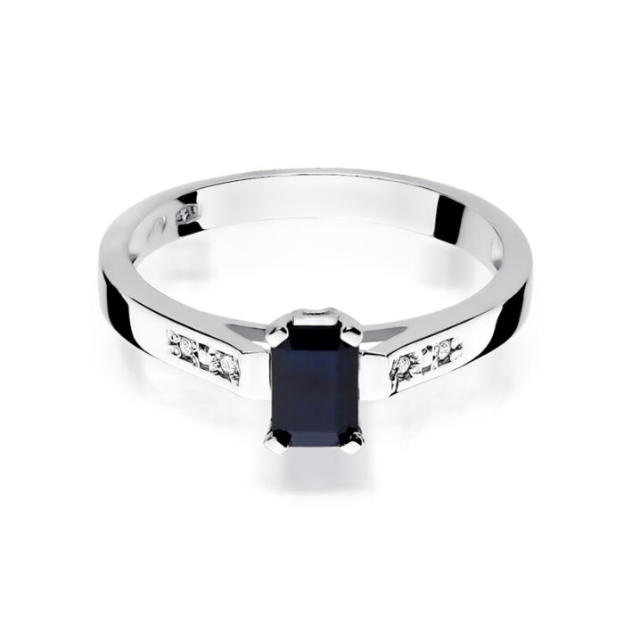 Pierścionek złoty z szafirem i diamentami BD-W78B - obrazek 2