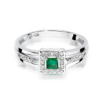 Pierścionek złoty ze szmaragdem i diamentami BD-W271B - obrazek 2
