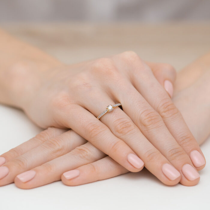 HIT Pierścionek złoty z diamentami serce BD-W435 - obrazek 4