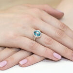 Pierścionek złoty z topazem i diamentami BD-W80 - obrazek 4