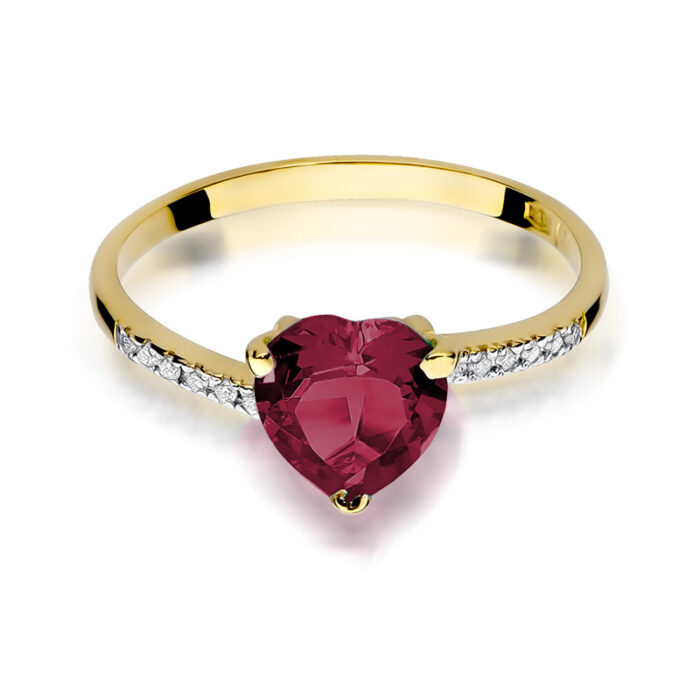 Pierścionek złoty z rubinem i diamentami BD-W50 - obrazek 2