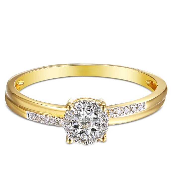 Pierścionek złoty z diamentami - obrazek 3