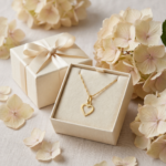 Złoty komplet – zawieszka serduszko z łańcuszkiem