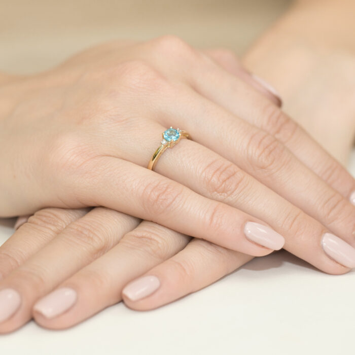 Pierścionek żółte złoto z topazem i diamentami BD-W10 - obrazek 4