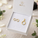 Złoty komplet – kolczyki i zawieszka kółeczko z cyrkonią