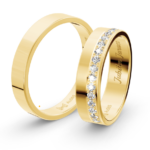 Obrączki złote płaskie z diamentami GLAM