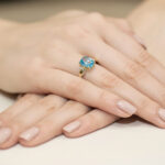 Pierścionek złoty z topazem i diamentami BD-W400 - obrazek 4