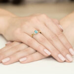 Pierścionek żółte złoto z topazem i diamentami BD-W19 - obrazek 4