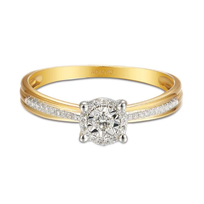 Pierścionek złoty z diamentami - obrazek 2