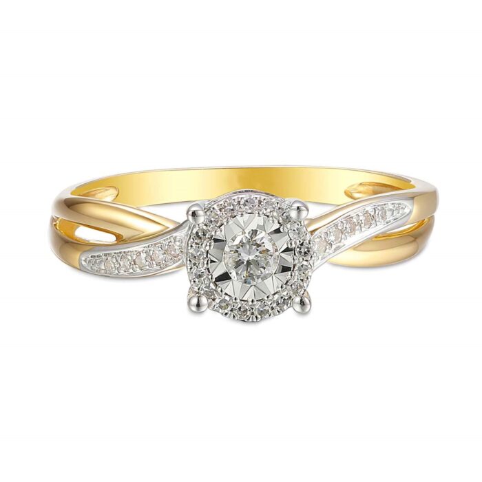 Pierścionek złoty z diamentami - obrazek 2