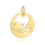Zawieszka złota kółeczko z sercem i maluszek