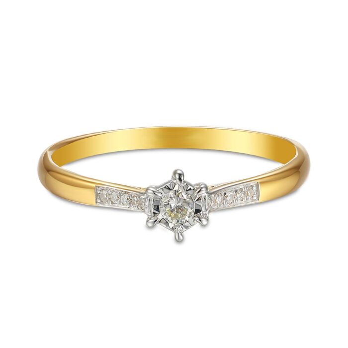 Pierścionek złoty z diamentami - obrazek 2