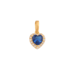 Zawieszka złota szafirowe serduszko z cyrkoniami