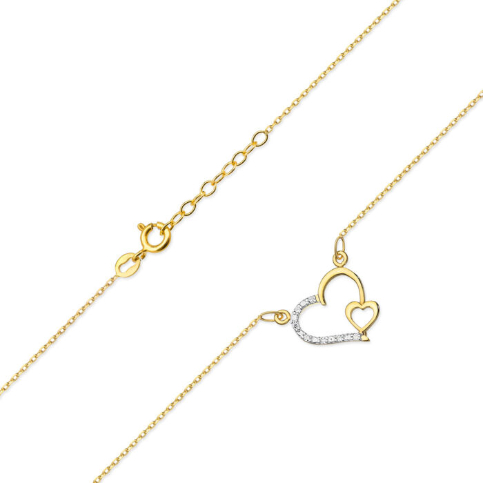 Naszyjnik złoty celebrytka serduszko z diamentami - obrazek 2
