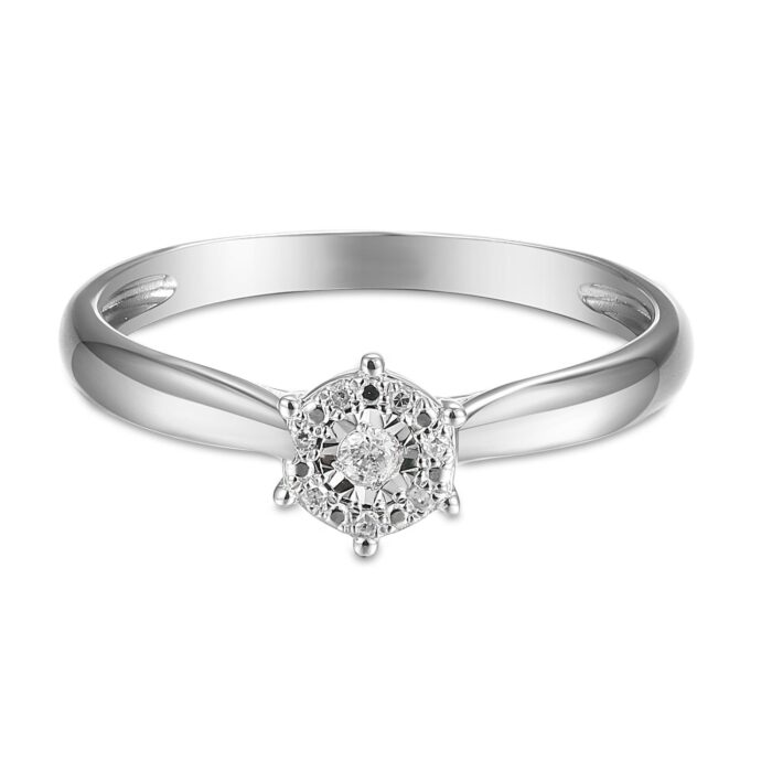 Pierścionek białe złoto z diamentami - obrazek 2