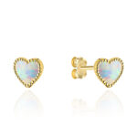 Kolczyki złote serduszka z opalem