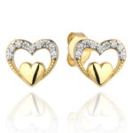 Kolczyki złote serduszka z cyrkoniami