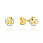 Kolczyki złote koniczynki z cyrkoniami