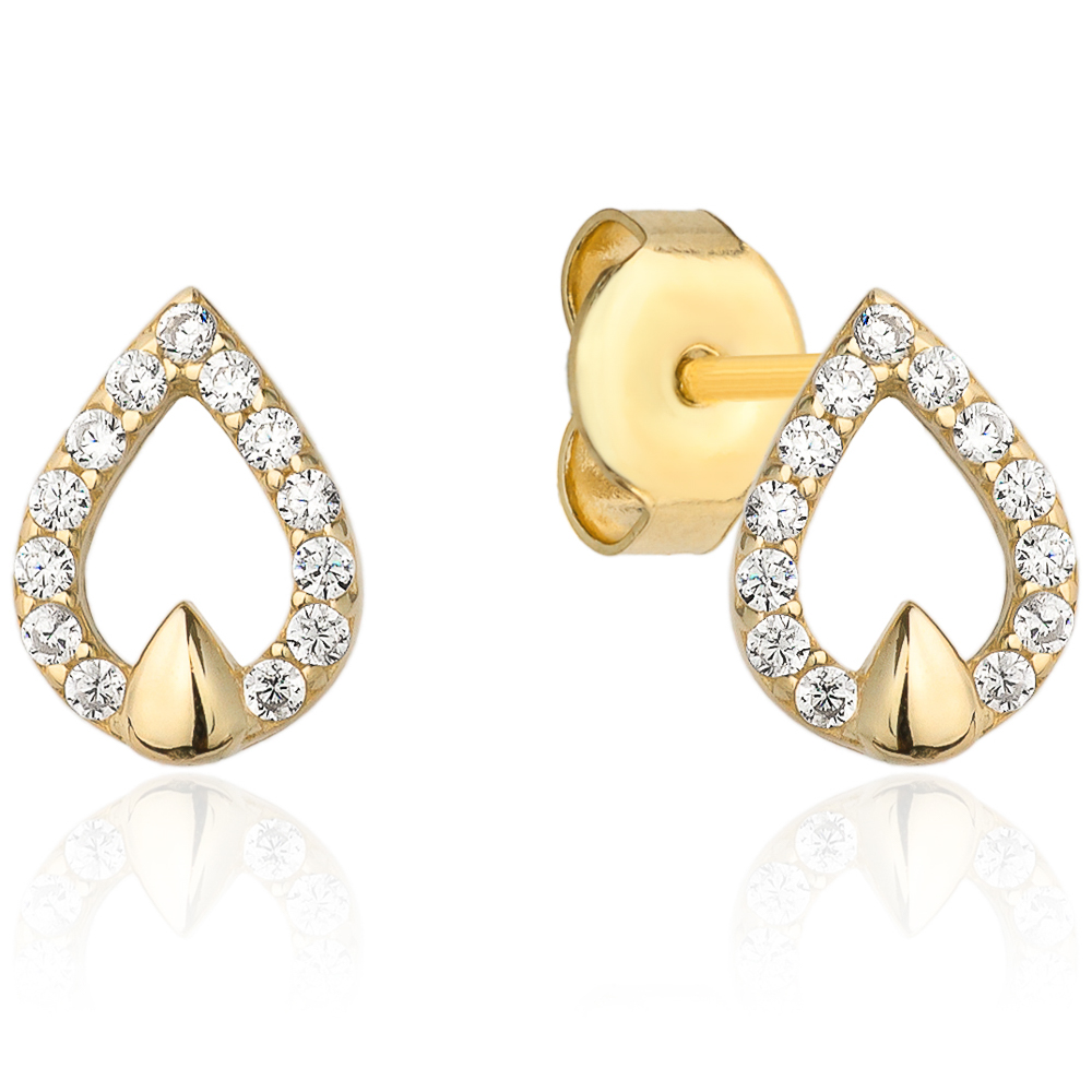 7-4-K00950-2 Kolczyki złote łezki z cyrkoniami - obrazek 1