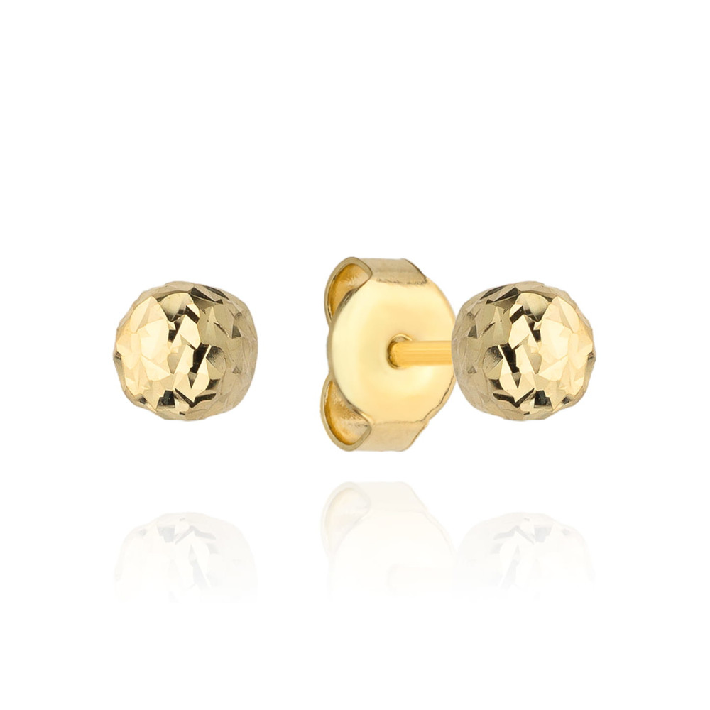 7-K00759-585 Kolczyki złote kulki diamentowane 5 mm - obrazek 1