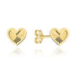 Kolczyki złote diamentowane serduszka w gładkiej oprawie