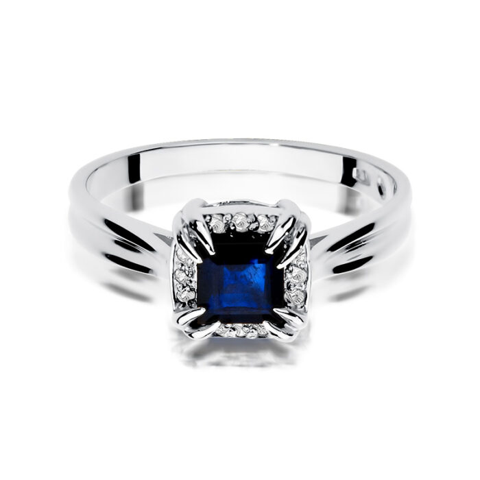 Pierścionek złoty z szafirami i diamentami BD-W358B - obrazek 2