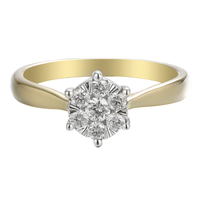 Pierścionek złoty z diamentami - obrazek 3