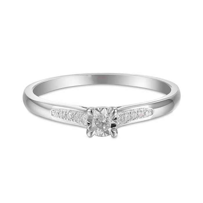 Pierścionek białe złoto z diamentami - obrazek 2