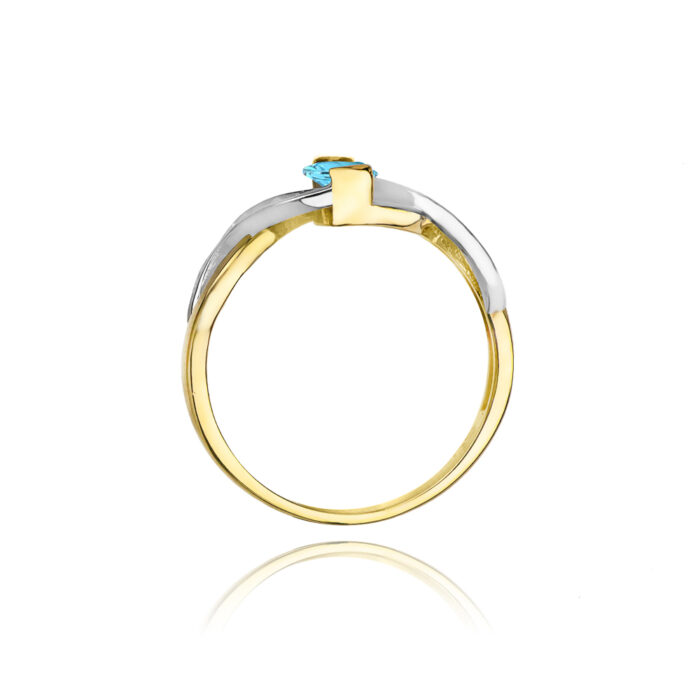 Pierścionek żółte złoto z topazem i diamentami BD-W28 - obrazek 2