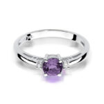 Pierścionek złoty z ametystem i diamentami BD-W10B - obrazek 2