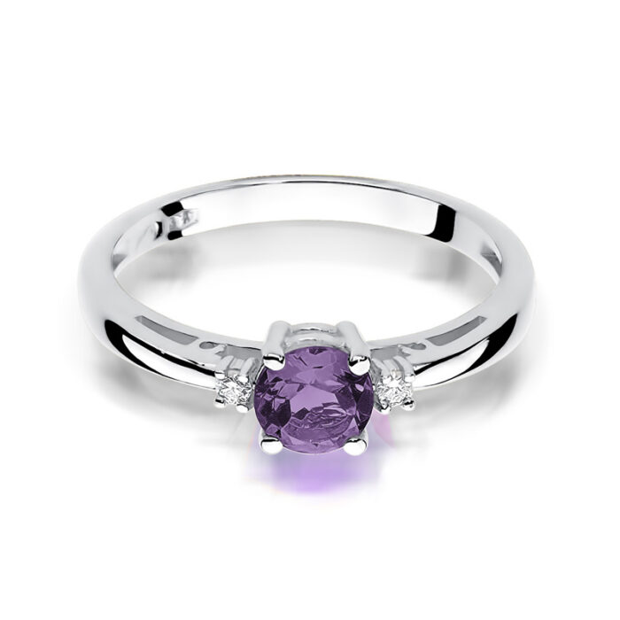 Pierścionek złoty z ametystem i diamentami BD-W10B - obrazek 2