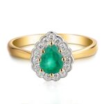 Pierścionek złoty ze szmaragdem i diamentami - obrazek 2