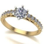 Pierścionek złoty z diamentami laboratoryjnymi