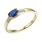 Pierścionek złoty z szafirem i diamentami