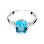 Pierścionek złoty z topazem i diamentami BD-W38B - obrazek 2