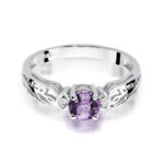 Pierścionek złoty z ametystem i diamentami BD-W14B - obrazek 2