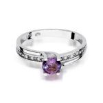 Pierścionek złoty z ametystem i diamentami BD-W106B - obrazek 2