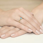 Pierścionek złoty z topazem i diamentami BD-W74 - obrazek 4