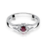 Pierścionek złoty z rubinem i diamentami BD-W185B - obrazek 2