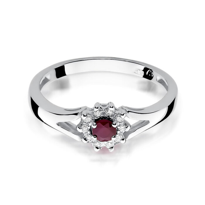 Pierścionek złoty z rubinem i diamentami BD-W185B - obrazek 2