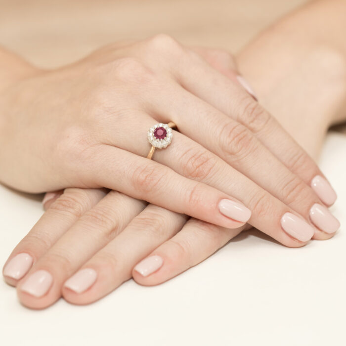 Pierścionek złoty z rubinem i diamentami BD-W284 - obrazek 4