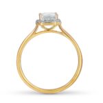 Pierścionek złoty z białym topazem i diamentami - obrazek 2